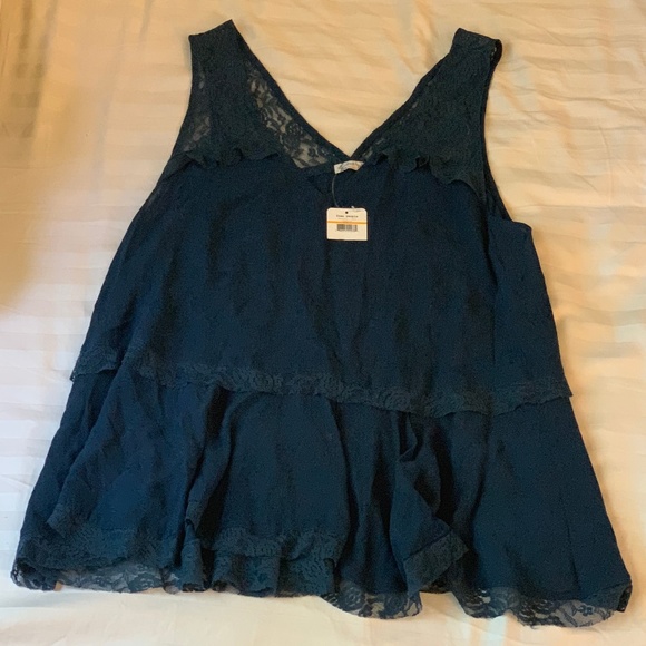 Free People Lace Trapeze Sapphire Cami Tank Top - Picture 4 of 8